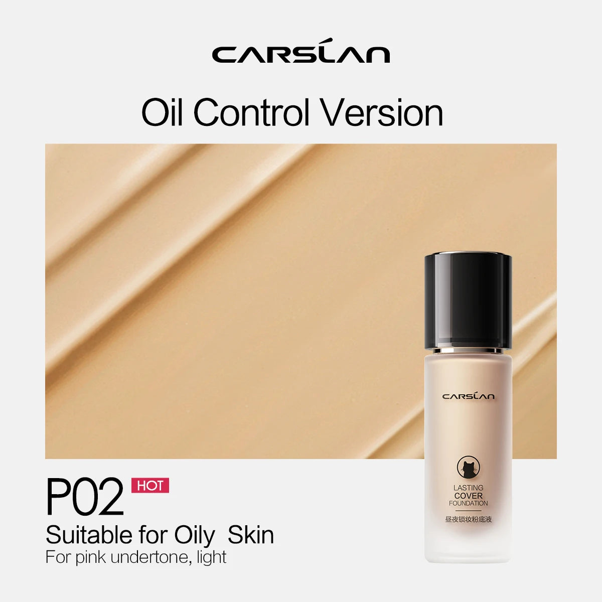 CARSLAN Full Coverage Matte Liquid Foundation - Long-lasting Moisture Concealer Oil Control Face Makeup - ZOOMNSTORE