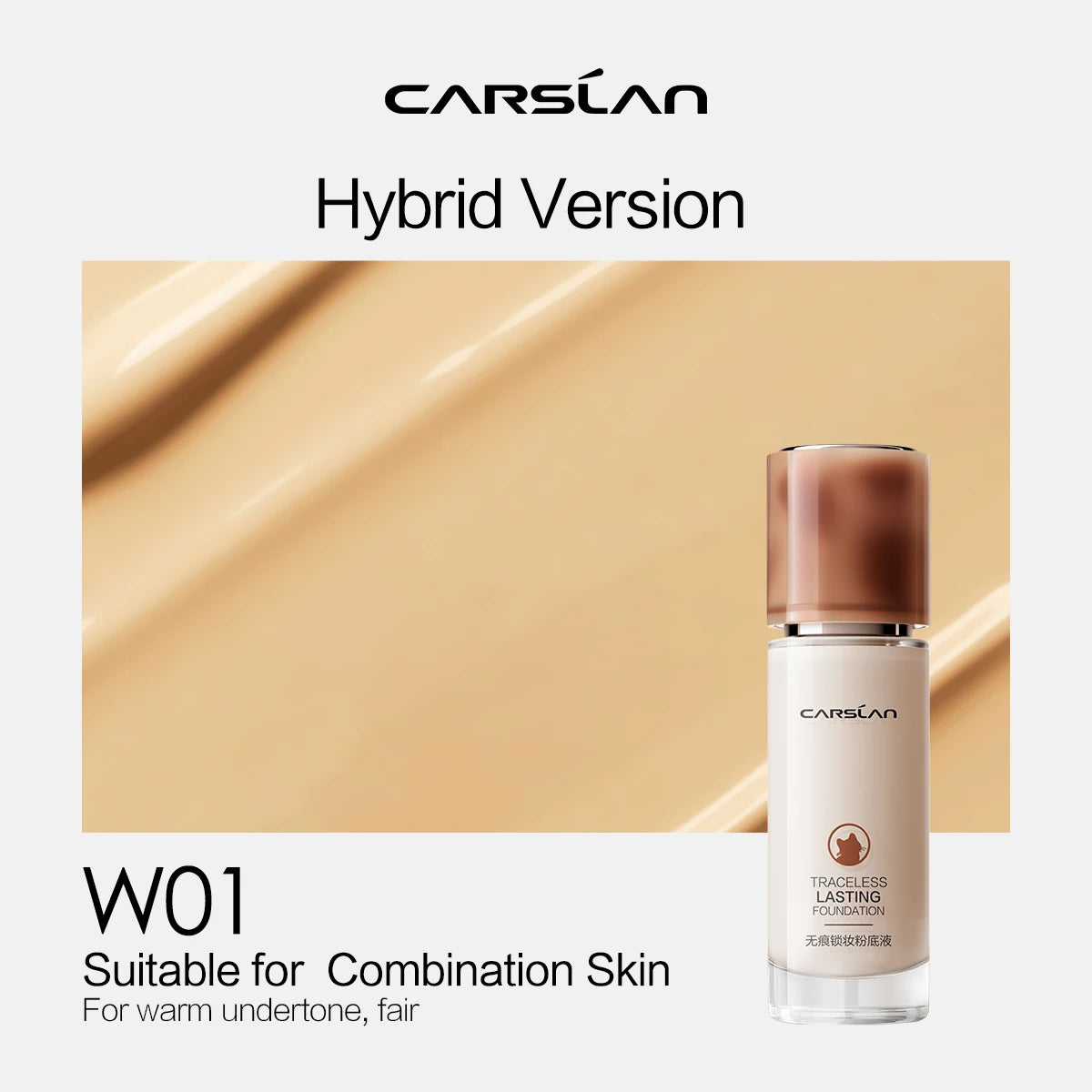 CARSLAN Full Coverage Matte Liquid Foundation - Long-lasting Moisture Concealer Oil Control Face Makeup - ZOOMNSTORE