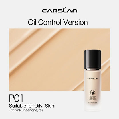CARSLAN Full Coverage Matte Liquid Foundation - Long-lasting Moisture Concealer Oil Control Face Makeup - ZOOMNSTORE