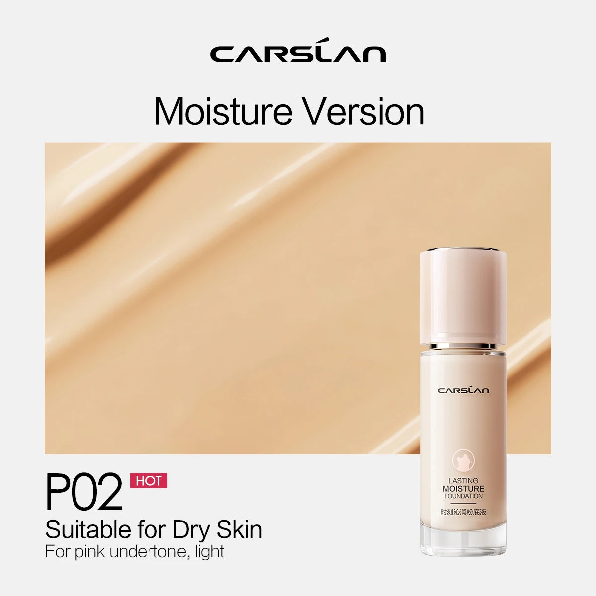 CARSLAN Full Coverage Matte Liquid Foundation - Long-lasting Moisture Concealer Oil Control Face Makeup - ZOOMNSTORE