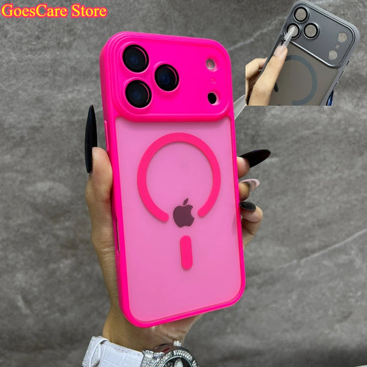 Matte Magnetic Wireless Phone Case for iPhone 11-17 Pro Max - Translucent Magsafe Cover - ZOOMNSTORE