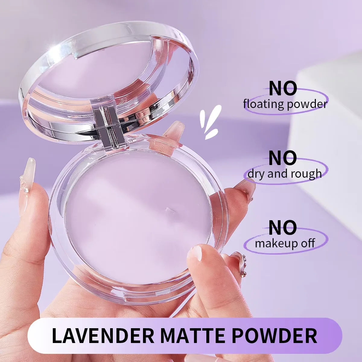 Lavender Matte Pressed Powder - Oil Control Full Coverage Compact Foundation - ZOOMNSTORE