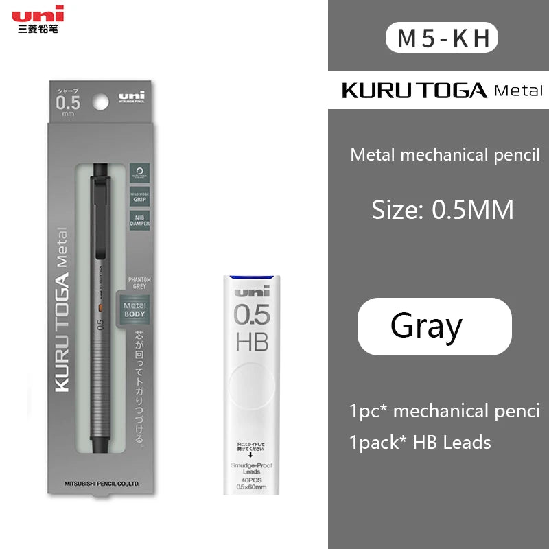 KuruToga Metal Mechanical Pencil - 05mm Rotating Lead for Drawing  Writing - ZOOMNSTORE