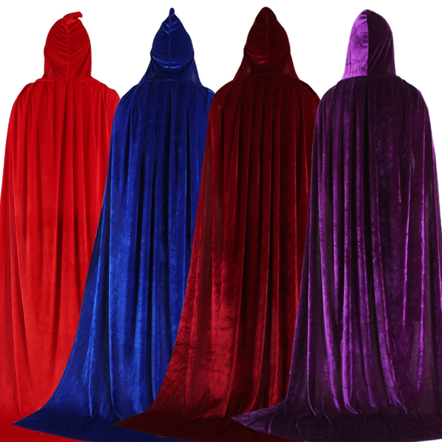 Hood Cloak Cosplay Medieval Long Cape Halloween Party Women Men Adult Long Mage Witchcraft Wicca Robe Conceal Gown Reenactment - ZOOMNSTORE