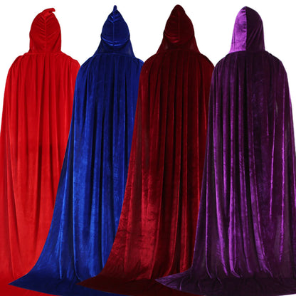 Hood Cloak Cosplay Medieval Long Cape Halloween Party Women Men Adult Long Mage Witchcraft Wicca Robe Conceal Gown Reenactment - ZOOMNSTORE