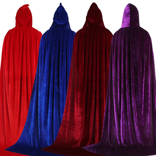 Hood Cloak Cosplay Medieval Long Cape Halloween Party Women Men Adult Long Mage Witchcraft Wicca Robe Conceal Gown Reenactment - ZOOMNSTORE