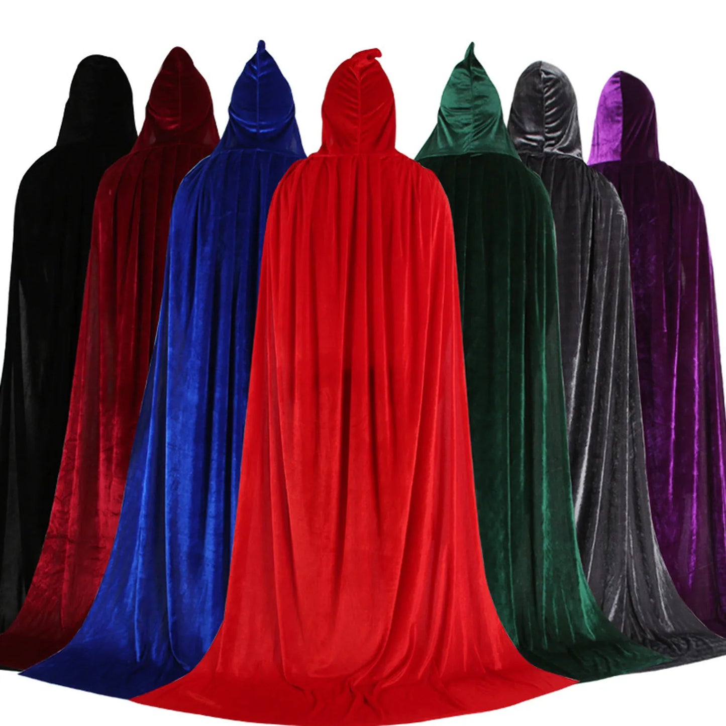 Hood Cloak Cosplay Medieval Long Cape Halloween Party Women Men Adult Long Mage Witchcraft Wicca Robe Conceal Gown Reenactment - ZOOMNSTORE
