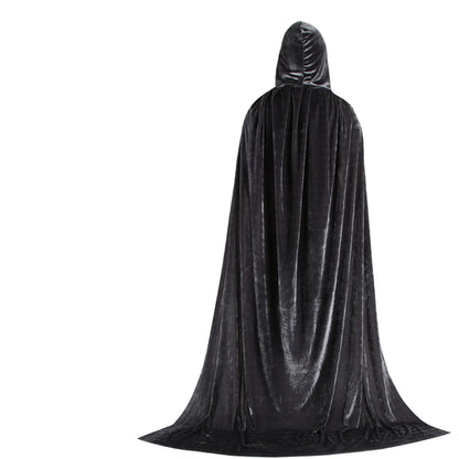 Hood Cloak Cosplay Medieval Long Cape Halloween Party Women Men Adult Long Mage Witchcraft Wicca Robe Conceal Gown Reenactment - ZOOMNSTORE