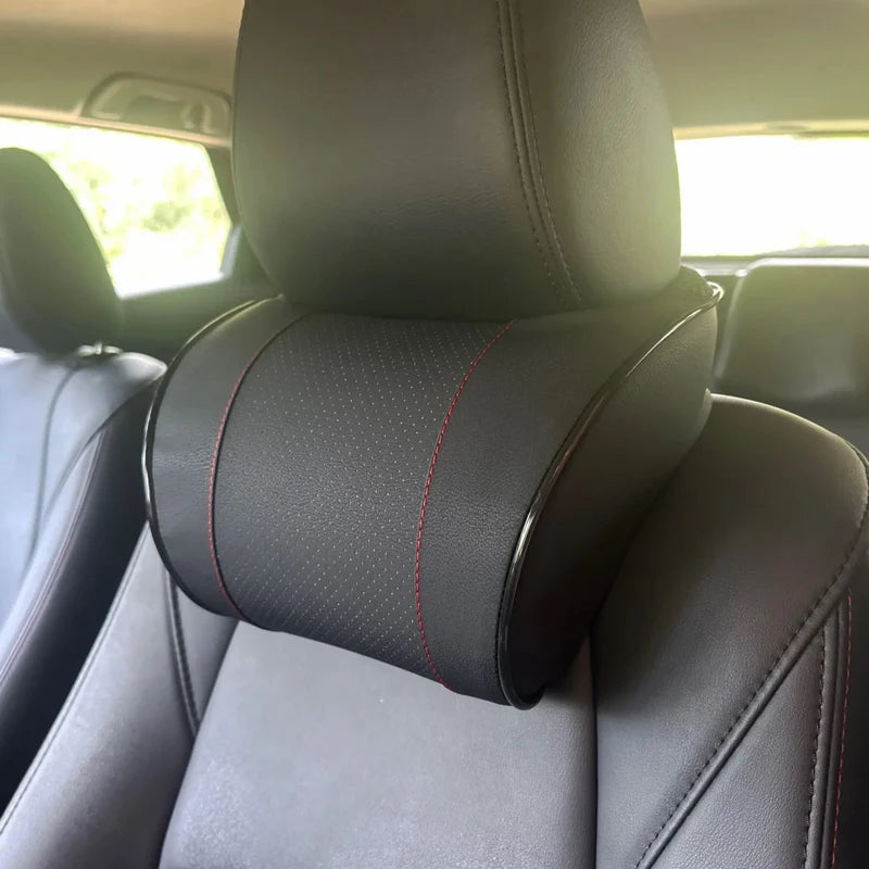 Memory Foam Car Pillow – Adjustable PU Leather Neck Cushion for Cervical Spine Support - ZOOMNSTORE