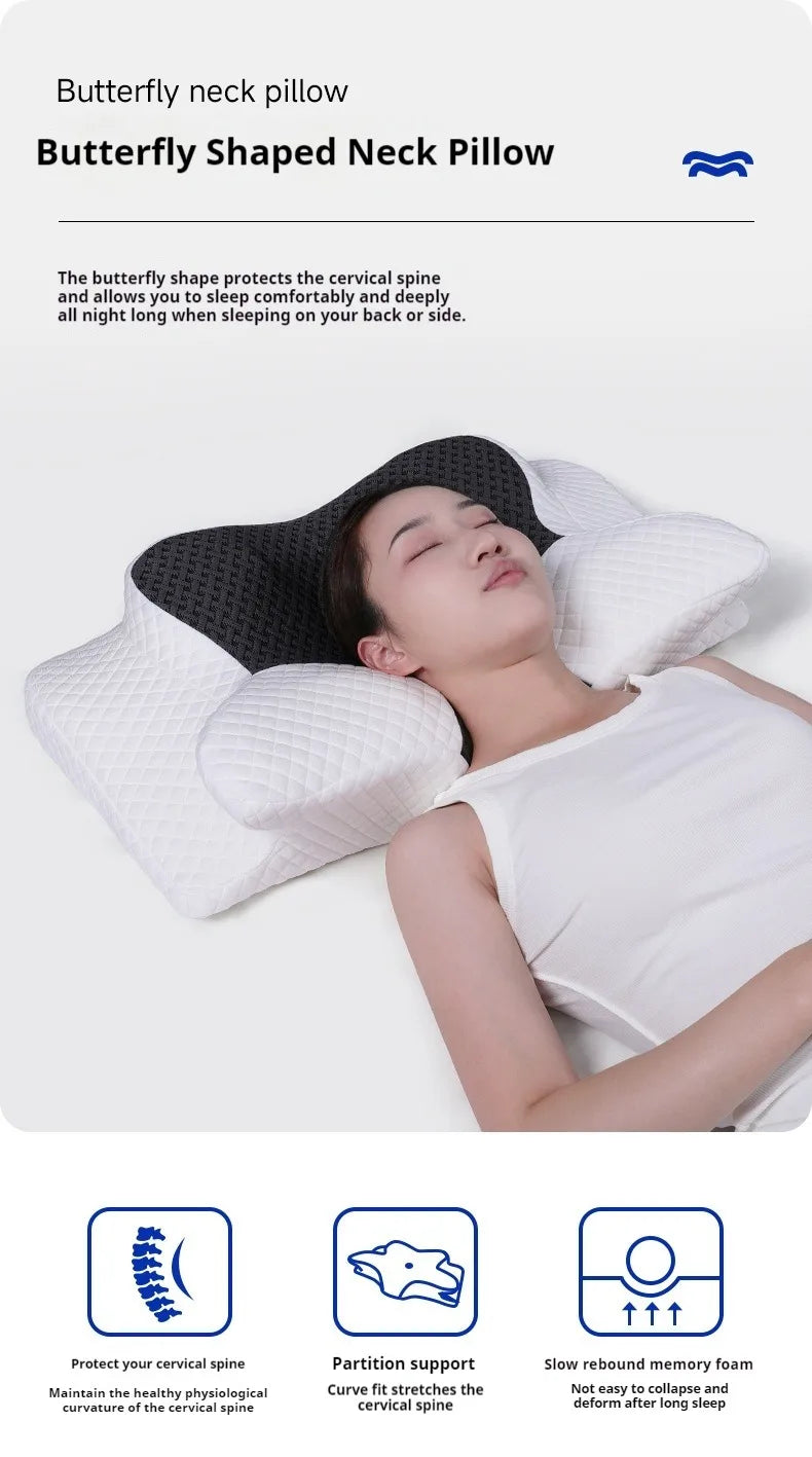 Memory Foam Cervical Pillow - Orthopedic Neck Pain Relief 2 in 1 Contoured Support - ZOOMNSTORE
