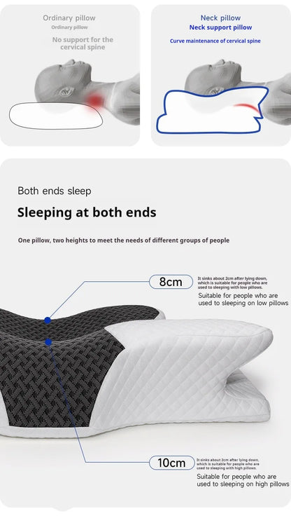 Memory Foam Cervical Pillow - Orthopedic Neck Pain Relief 2 in 1 Contoured Support - ZOOMNSTORE