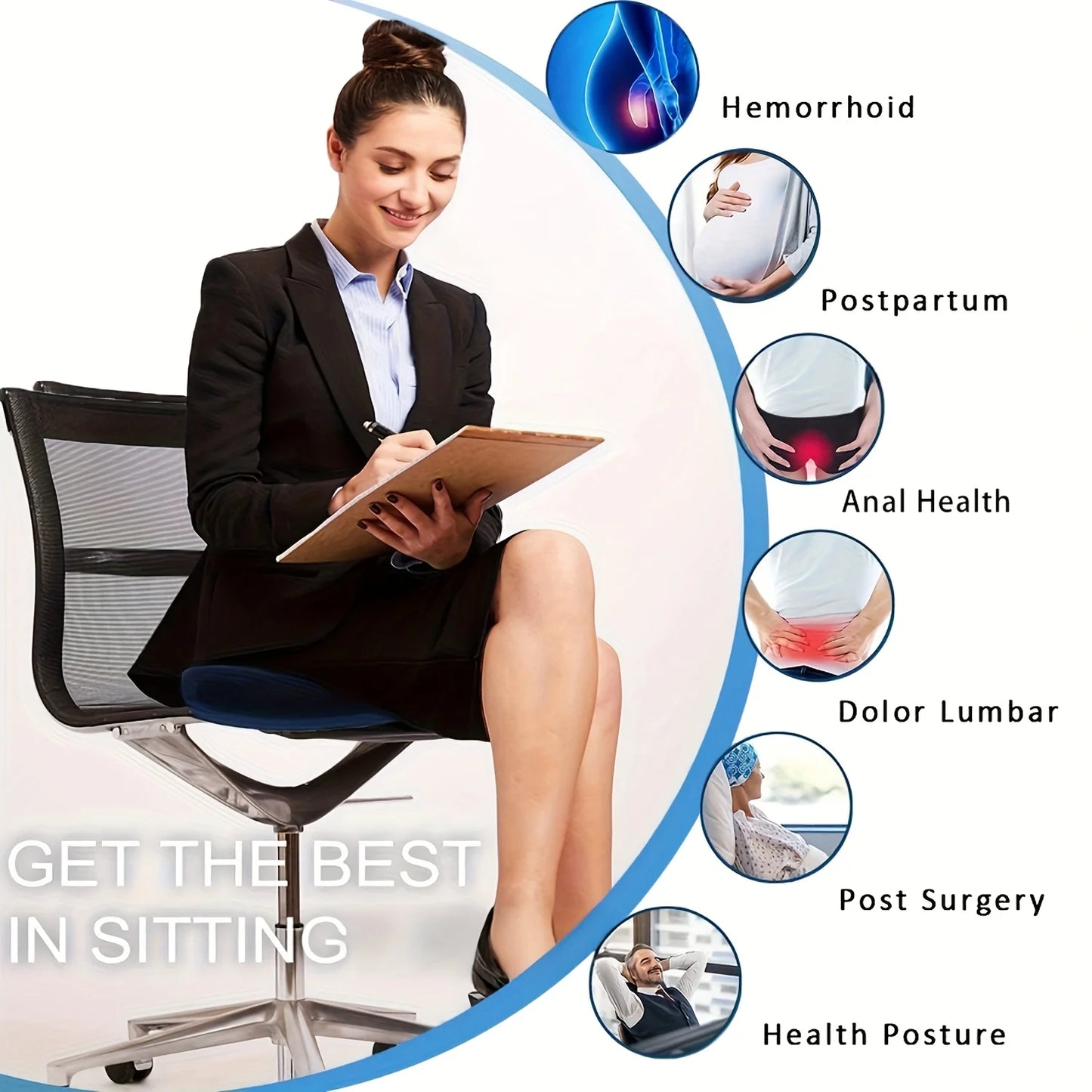 Memory Foam Donut Pillow - Orthopedic Coccyx Tailbone Cushion for Hemorrhoid Relief - ZOOMNSTORE