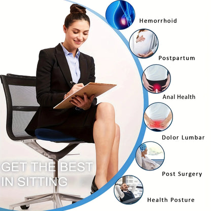 Memory Foam Donut Pillow - Orthopedic Coccyx Tailbone Cushion for Hemorrhoid Relief - ZOOMNSTORE