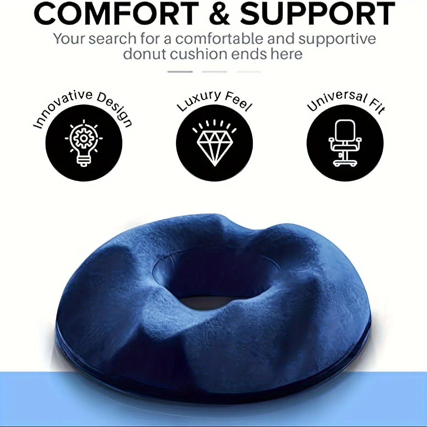 Memory Foam Donut Pillow - Orthopedic Coccyx Tailbone Cushion for Hemorrhoid Relief - ZOOMNSTORE