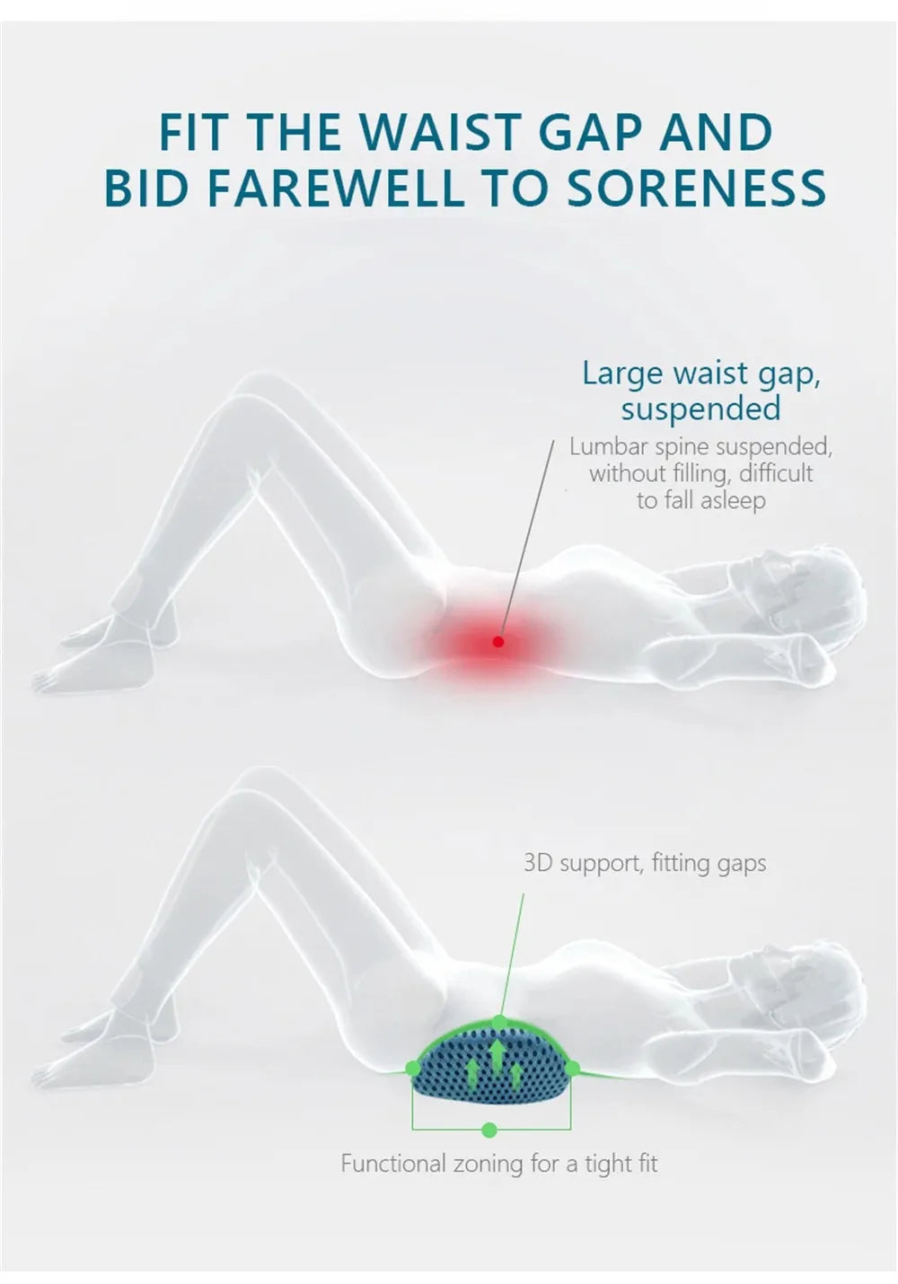 Memory Foam Lumbar Pillow - Ergonomic Car Seat Cushion for Posture Support - ZOOMNSTORE