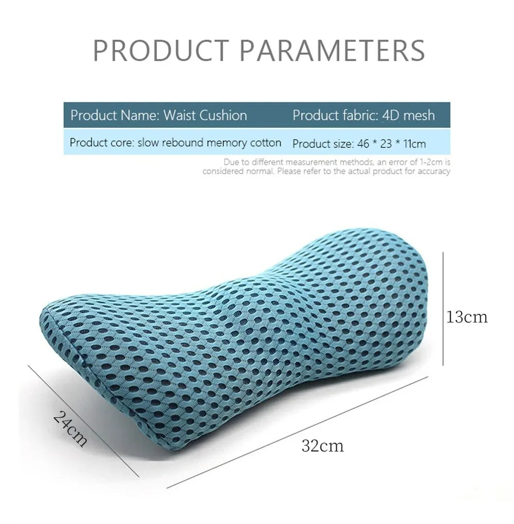 Memory Foam Lumbar Pillow - Ergonomic Car Seat Cushion for Posture Support - ZOOMNSTORE