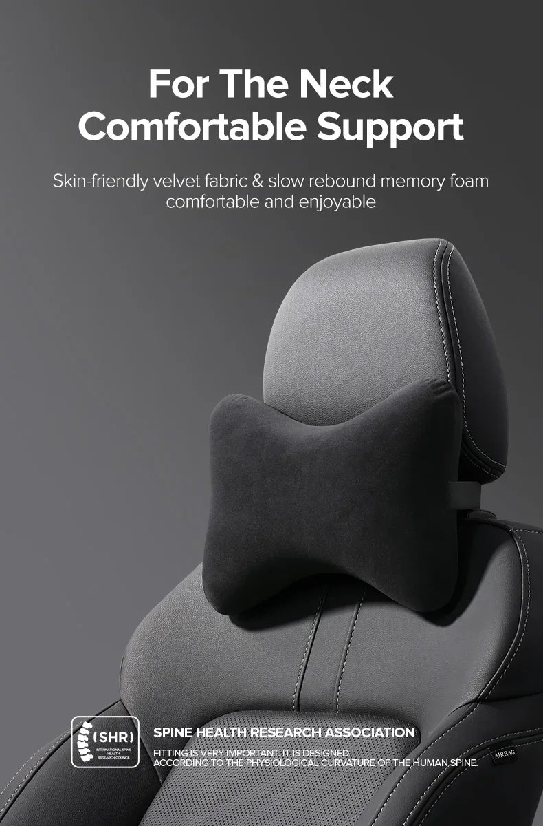 Memory Foam Neck Pillow - Adjustable Car Seat Cushion With Waist Support - ZOOMNSTORE