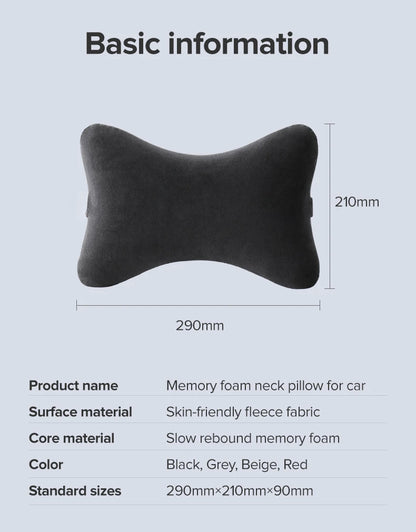 Memory Foam Neck Pillow - Adjustable Car Seat Cushion With Waist Support - ZOOMNSTORE