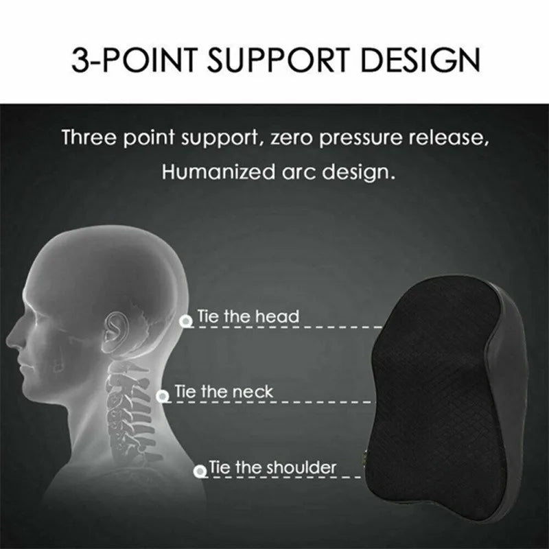 Memory Foam Neck Pillow - Breathable Car Headrest Cushion for Travel Support - ZOOMNSTORE