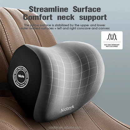 Memory Foam Neck Pillow - Car Lumbar Backrest Cushion | Ergonomic Support - ZOOMNSTORE