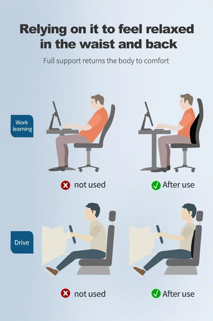 Memory Foam Neck Pillow - Car Lumbar Backrest Cushion | Ergonomic Support - ZOOMNSTORE