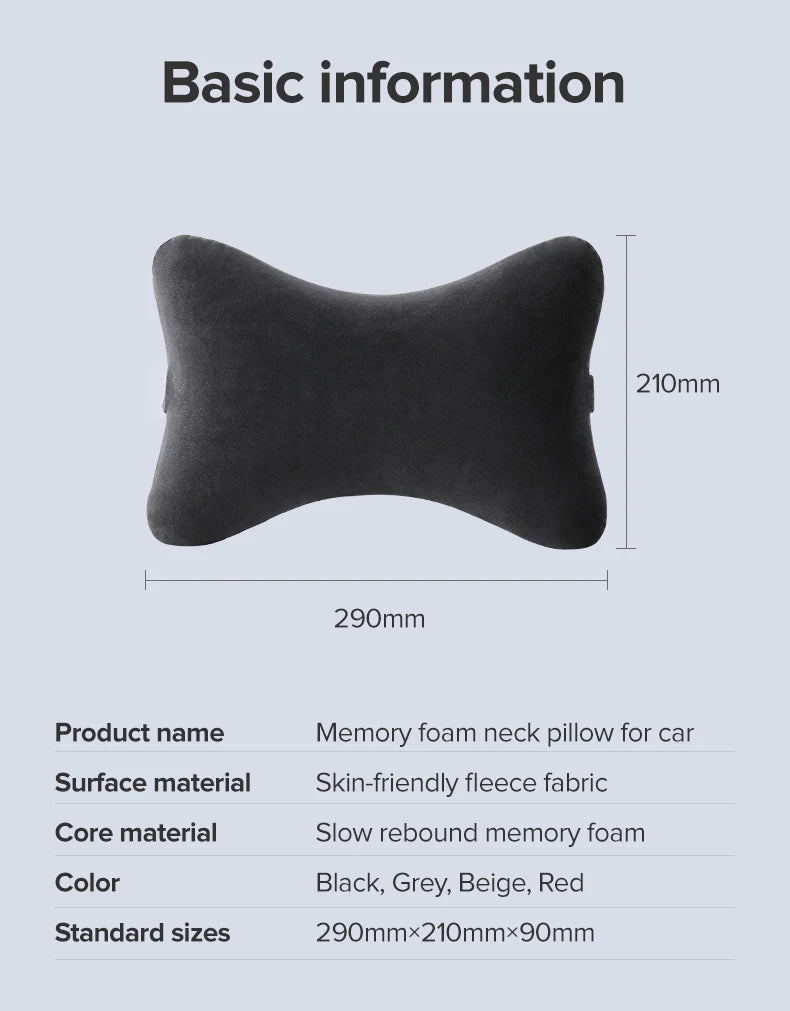 Memory Foam Neck Pillow - Adjustable Car Neck Support & Lumbar Cushion - ZOOMNSTORE