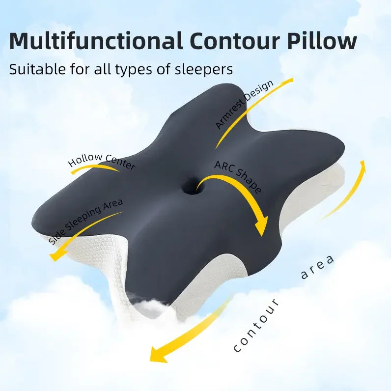Memory Foam Neck Pillow - Orthopedic Butterfly Shape Cervical Support Cushion - ZOOMNSTORE