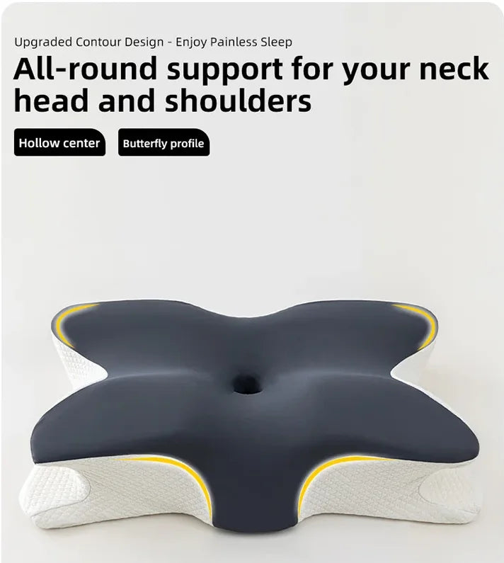 Memory Foam Neck Pillow - Orthopedic Butterfly Shape Cervical Support Cushion - ZOOMNSTORE