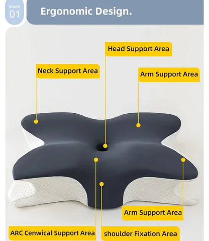 Memory Foam Neck Pillow - Orthopedic Butterfly Shape Cervical Support Cushion - ZOOMNSTORE