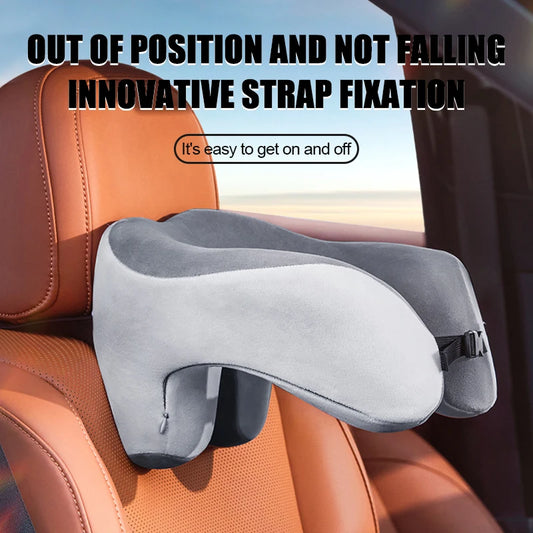 Memory Foam Neck Pillow – U Shaped Travel Cushion for Car & Airplane Comfort - ZOOMNSTORE