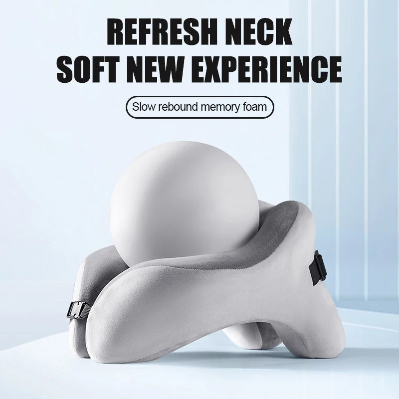 Memory Foam Neck Pillow – U Shaped Travel Cushion for Car & Airplane Comfort - ZOOMNSTORE