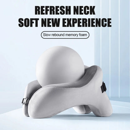 Memory Foam Neck Pillow – U Shaped Travel Cushion for Car & Airplane Comfort - ZOOMNSTORE