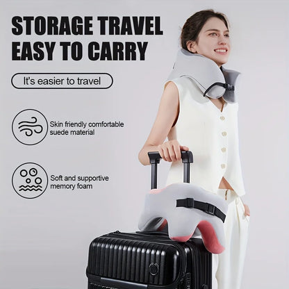 Memory Foam Neck Pillow – U Shaped Travel Cushion for Car & Airplane Comfort - ZOOMNSTORE