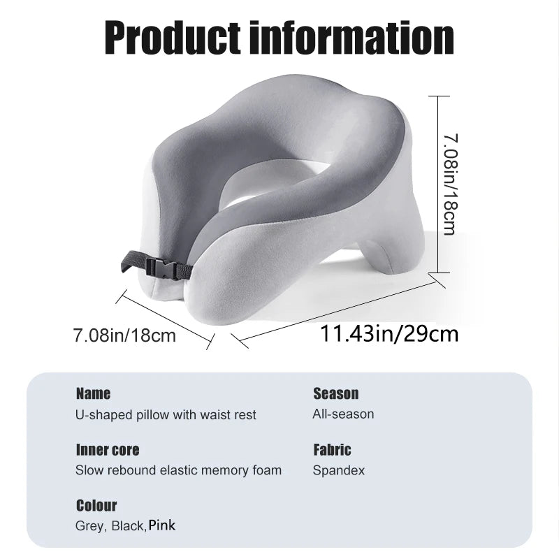 Memory Foam Neck Pillow – U Shaped Travel Cushion for Car & Airplane Comfort - ZOOMNSTORE