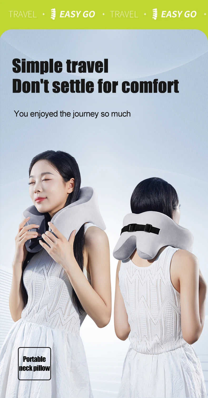 Memory Foam Neck Pillow – U Shaped Travel Cushion for Car & Airplane Comfort - ZOOMNSTORE