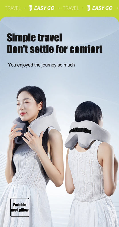 Memory Foam Neck Pillow – U Shaped Travel Cushion for Car & Airplane Comfort - ZOOMNSTORE