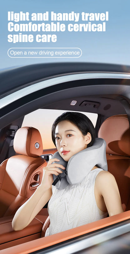 Memory Foam Neck Pillow – U Shaped Travel Cushion for Car & Airplane Comfort - ZOOMNSTORE
