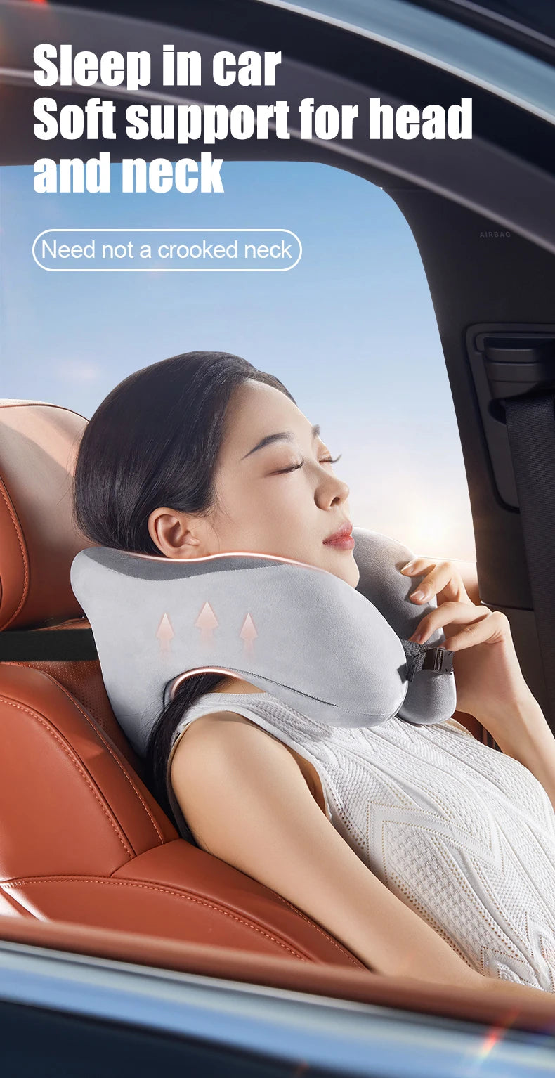 Memory Foam Neck Pillow – U Shaped Travel Cushion for Car & Airplane Comfort - ZOOMNSTORE