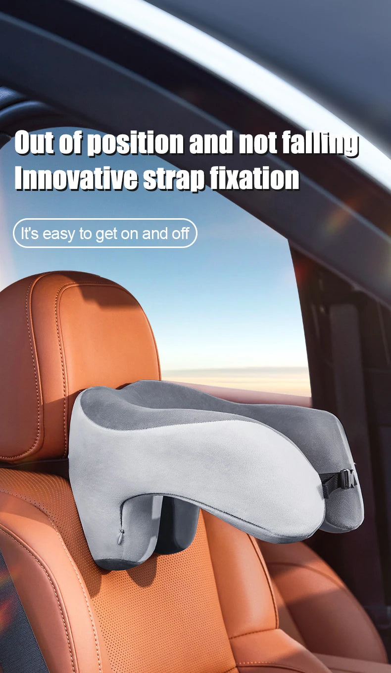 Memory Foam Neck Pillow – U Shaped Travel Cushion for Car & Airplane Comfort - ZOOMNSTORE