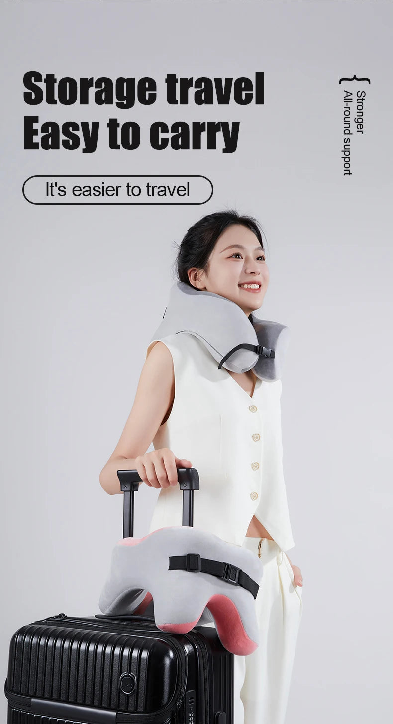 Memory Foam Neck Pillow – U Shaped Travel Cushion for Car & Airplane Comfort - ZOOMNSTORE