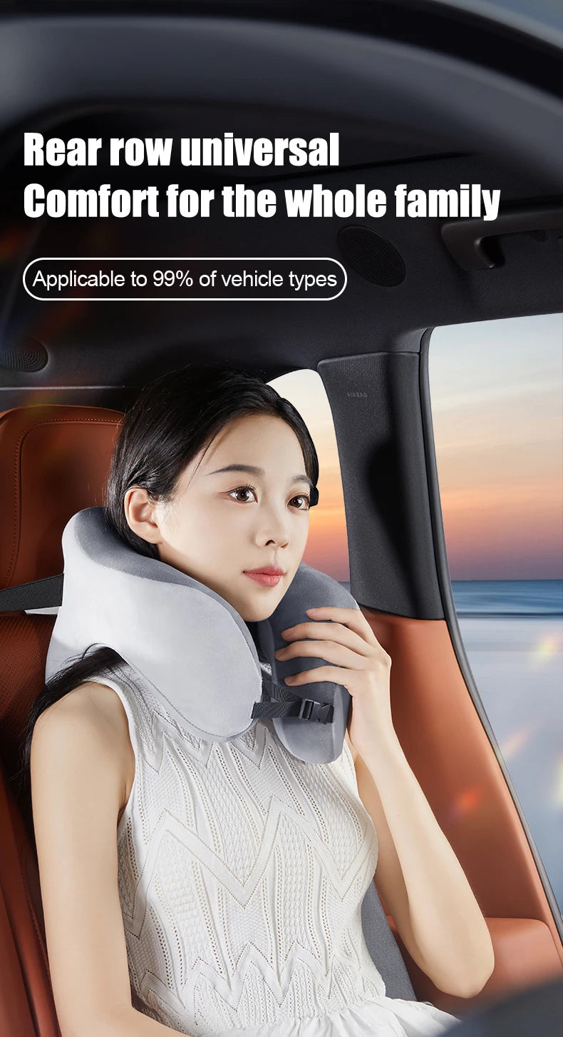 Memory Foam Neck Pillow – U Shaped Travel Cushion for Car & Airplane Comfort - ZOOMNSTORE