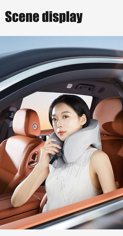 Memory Foam Neck Pillow – U Shaped Travel Cushion for Car & Airplane Comfort - ZOOMNSTORE
