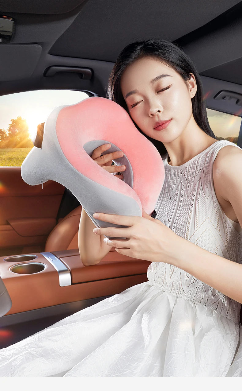 Memory Foam Neck Pillow – U Shaped Travel Cushion for Car & Airplane Comfort - ZOOMNSTORE