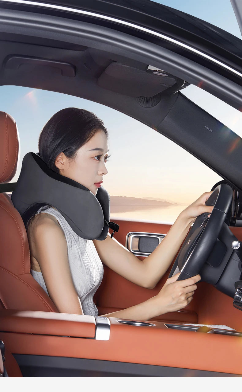 Memory Foam Neck Pillow – U Shaped Travel Cushion for Car & Airplane Comfort - ZOOMNSTORE