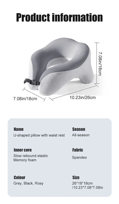 Memory Foam Neck Pillow – U Shaped Travel Cushion for Car & Airplane Comfort - ZOOMNSTORE