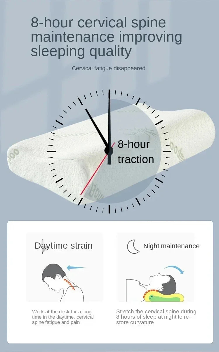 Memory Foam Pillow - Bamboo Fiber Orthopedic Neck Support | Slow Rebound Foam - ZOOMNSTORE