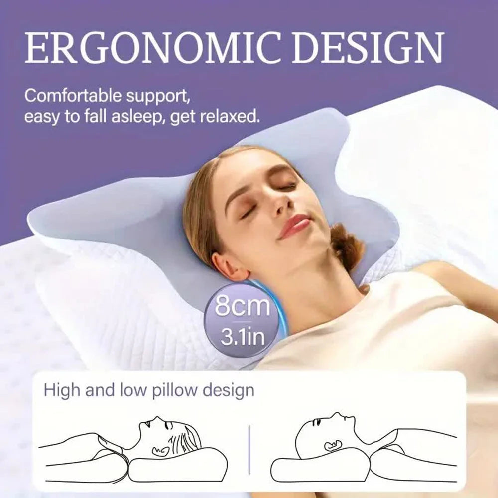Memory Foam Pillow - Butterfly Shaped Orthopedic Neck Support for Pain Relief - ZOOMNSTORE