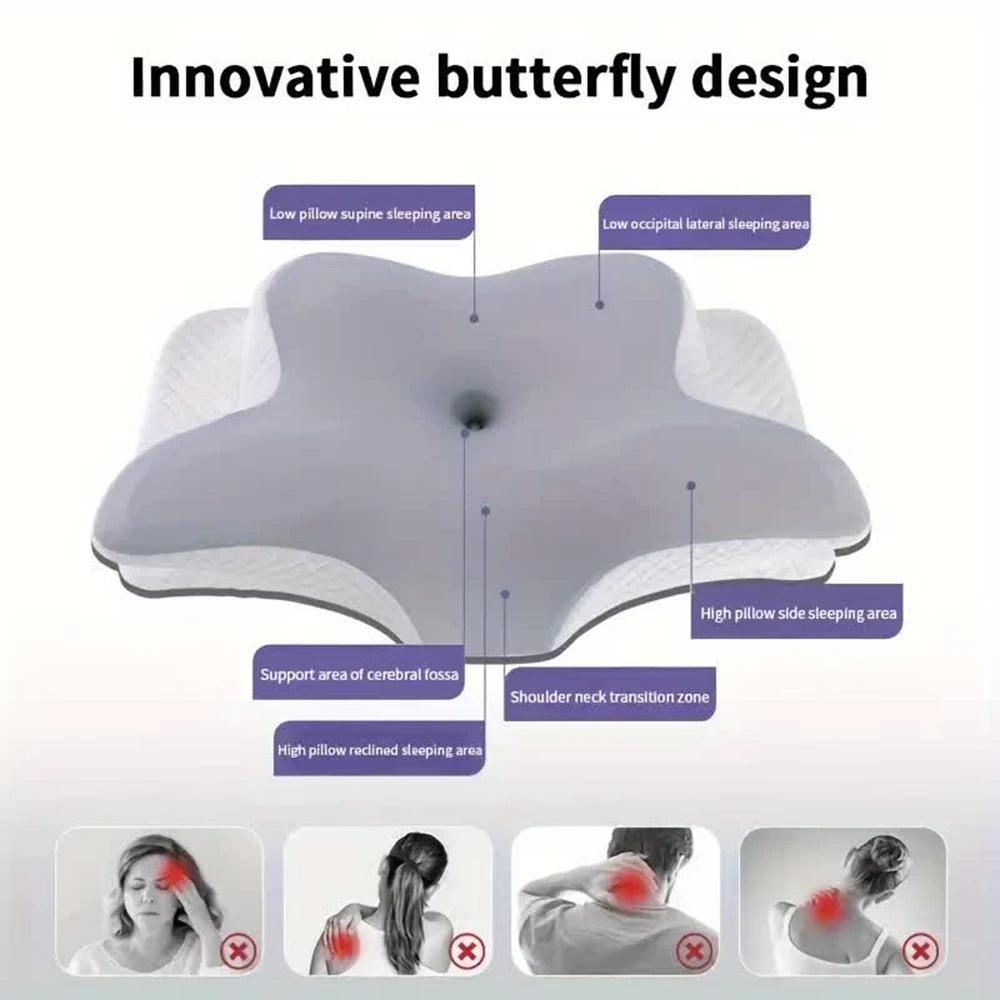 Memory Foam Pillow - Butterfly Shaped Orthopedic Neck Support for Pain Relief - ZOOMNSTORE