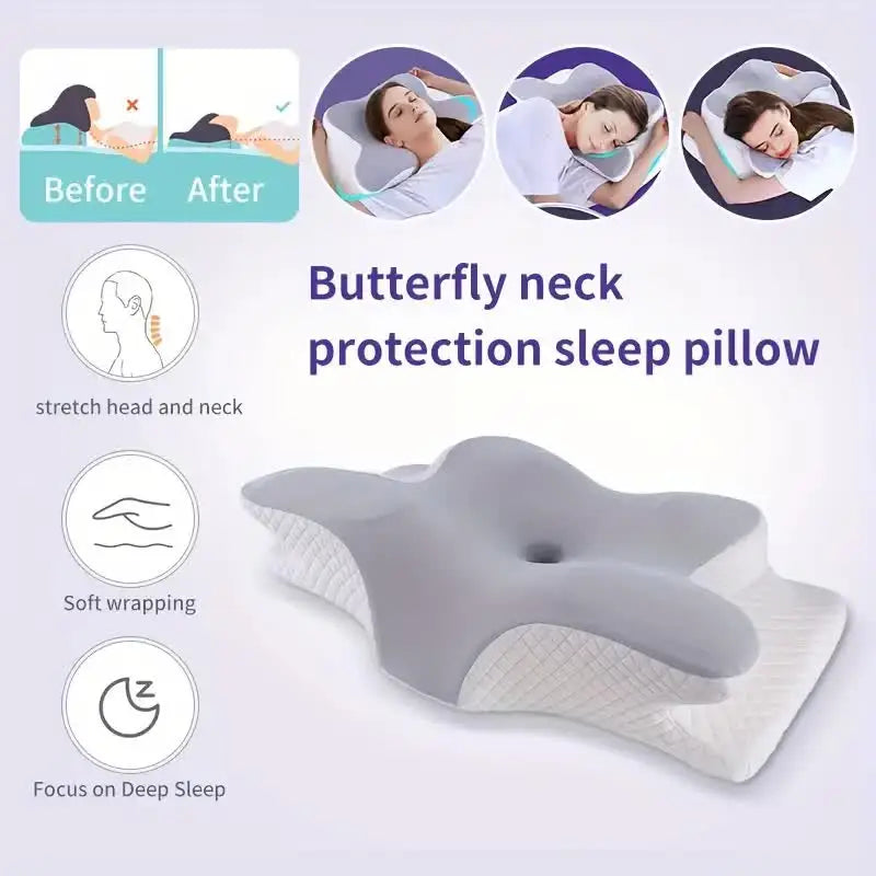 Memory Foam Pillow - Butterfly Shaped Orthopedic Neck Support for Pain Relief - ZOOMNSTORE