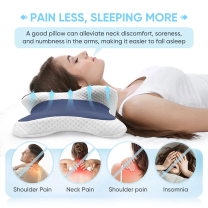 Memory Foam Pillow – Cervical Neck Support Pillow for Side, Back & Stomach Sleepers - ZOOMNSTORE